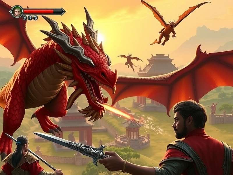 Solaris Draco Warriors story scene showing characters and dragons